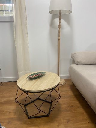 Mesa auxiliar redonda madera y metal