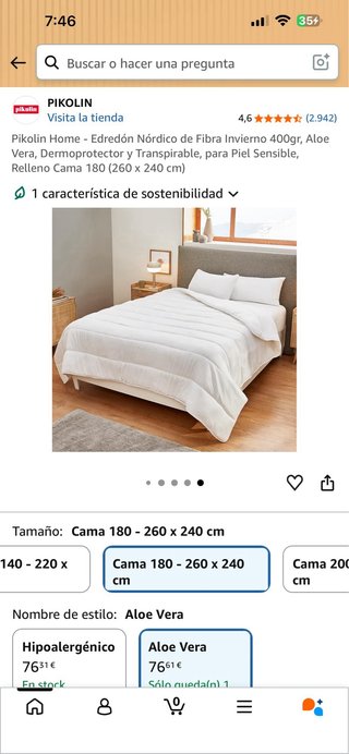 Pikolin Home Edredón Nórdico Invierno Aloe Vera