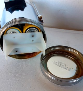 Lampada portatile argento e trasparente