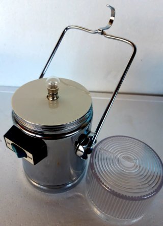 Lampada portatile argento e trasparente