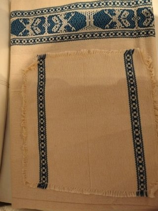 Tovaglia Cotone Lavorata Mano Blu/Bianco