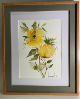 Set di 4 quadri con fiori ad acquerello dipinti a mano