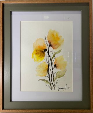 Set di 4 quadri con fiori ad acquerello dipinti a mano