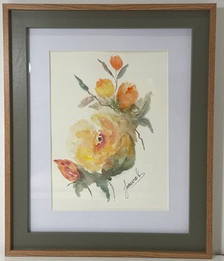Set di 4 quadri con fiori ad acquerello dipinti a mano
