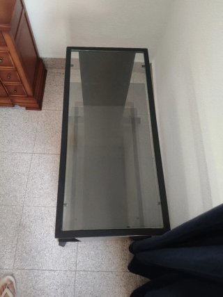 Mueble TV negro cristal y metal