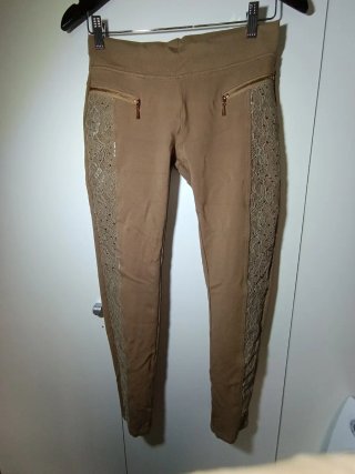 Pantalon Elegant'h Deluxe beige encaje Talla 38