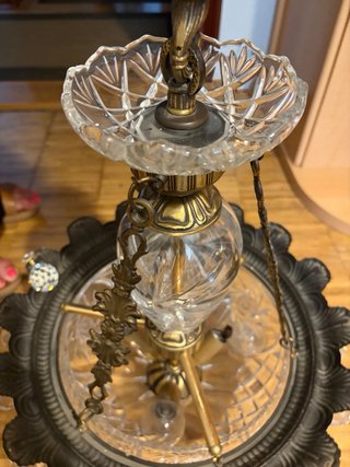 Lámpara de techo de cristal y bronce