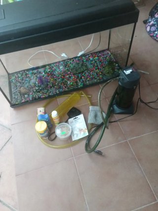 Acuario 100L con filtro y accesorios