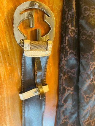 Cintura Gucci Beige/Marrone con logo GG
