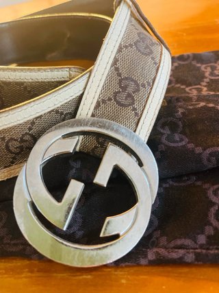 Cintura Gucci Beige/Marrone con logo GG
