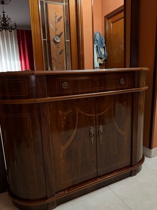 Conjunto recibidor y espejo madera