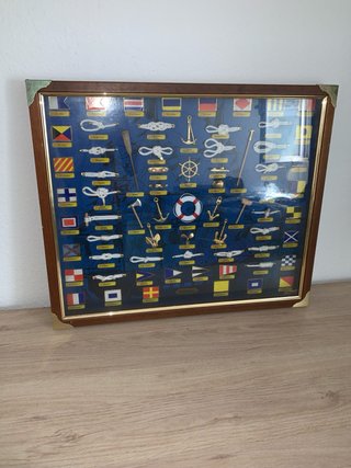 Cuadro de nudos marineros grande con banderas y br