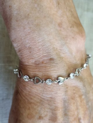 Pulsera Plata 925 Corazones y Circonitas