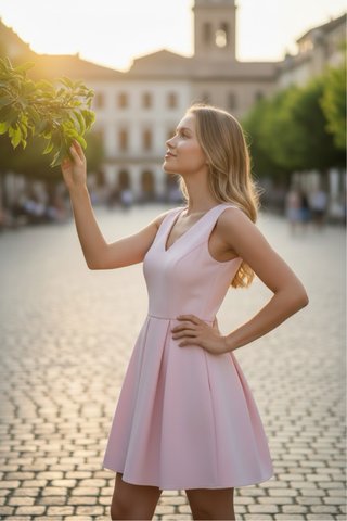 Vestido Teria Yabar Rosa Corto