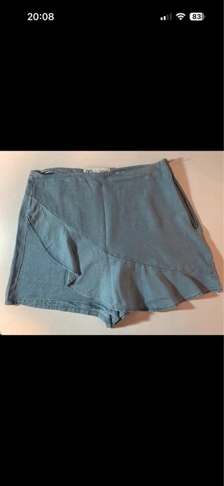 Falda pantalón vaquera azul volantes