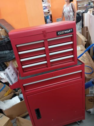 Caja de herramientas rodante roja