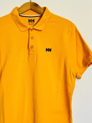 Helly Hansen Pumpkin Yellow Polo Shirt M Cotton Em