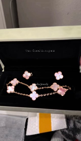 Conjunto Van Cleef Oro Rosa Madre Perla