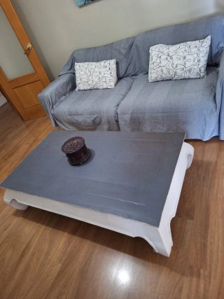 Mesa centro madera estilo balinés restaurada