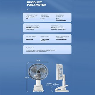 Ventilador USB Recargable con Pinza 360° – 3 Veloz