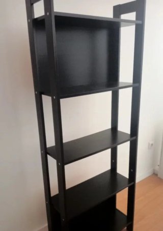 Mesa de estudio y estantería wengue madera