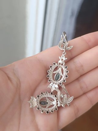 Pendientes Plata Filigrana Tradicional Esmeralda