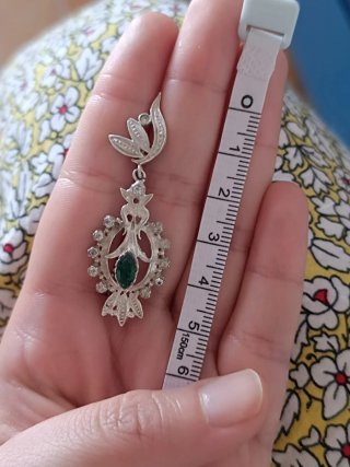 Pendientes Plata Filigrana Tradicional Esmeralda