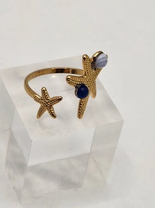 Anillo Estrella de Mar Baño Oro Ajustable