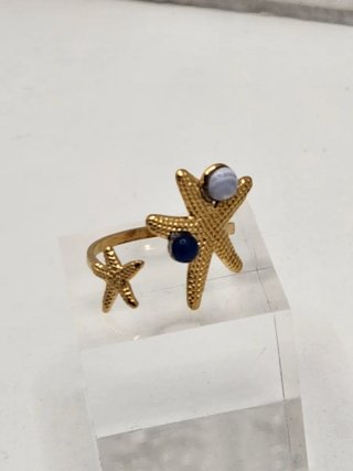 Anillo Estrella de Mar Baño Oro Ajustable