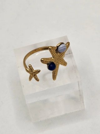 Anillo Estrella de Mar Baño Oro Ajustable
