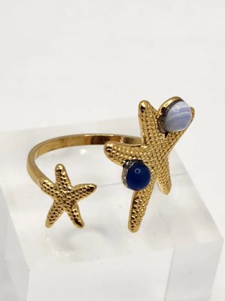 Anillo Estrella de Mar Baño Oro Ajustable
