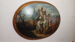 Quadro ovale firmato olio su legno
