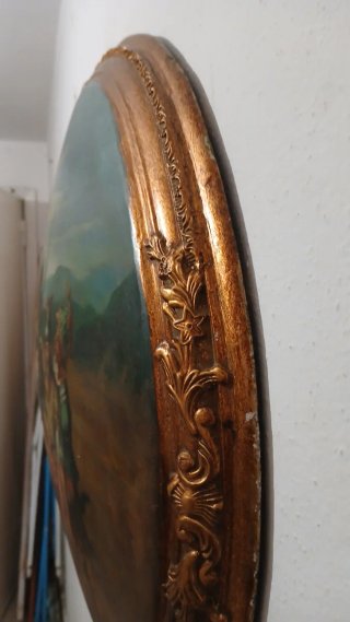 Quadro ovale firmato olio su legno