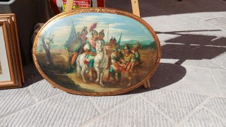 Quadro ovale firmato olio su legno