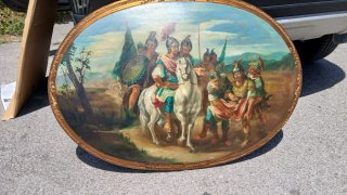 Quadro ovale firmato olio su legno