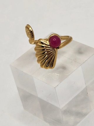 Anillo Acero Quirúrgico Chapado Oro Con Piedra