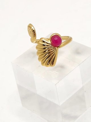 Anillo Acero Quirúrgico Chapado Oro Con Piedra