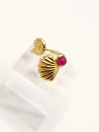 Anillo Acero Quirúrgico Chapado Oro Con Piedra