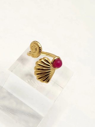Anillo Acero Quirúrgico Chapado Oro Con Piedra