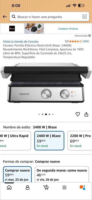 Cecotec Parrilla Eléctrica Rock'nGrill Blaze 2400W