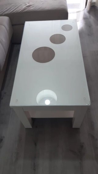 Mesa centro elevable cristal y madera
