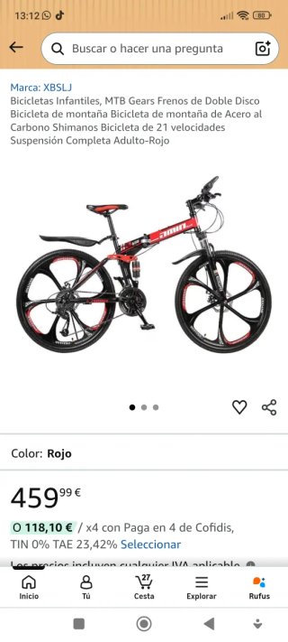 Bicicleta Montaña Acero al carbono 26" 30 spinner