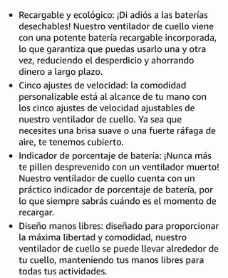 Ventilador de cuello 5 velocidades