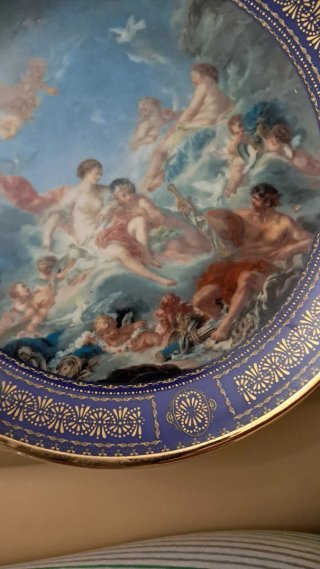 Piatto decorativo porcellana blu e oro