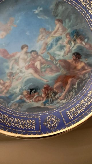 Piatto decorativo porcellana blu e oro