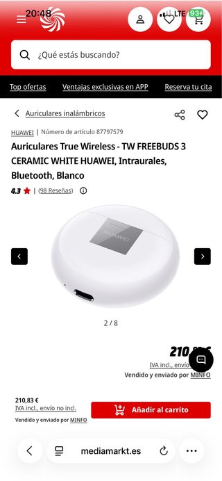 Huawei FreeBuds 3 Auriculares Inalámbricos Blancos
