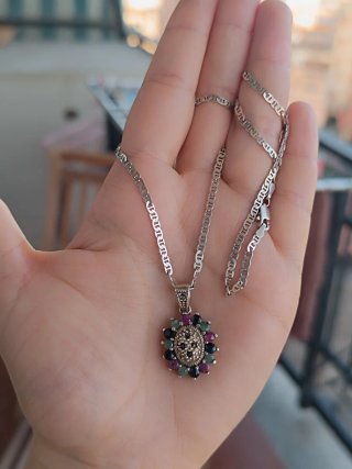 Colgante Plata Ley Vintage Piedras Preciosas
