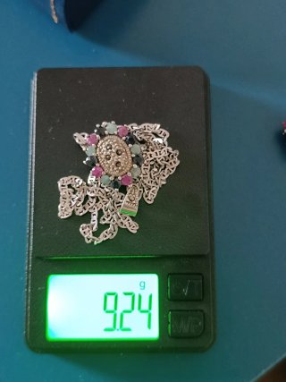 Colgante Plata Ley Vintage Piedras Preciosas