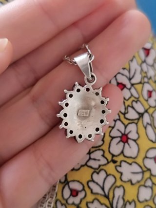 Colgante Plata Ley Vintage Piedras Preciosas