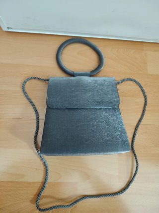 Bolso fiesta gris asa circular Vintage 17x17